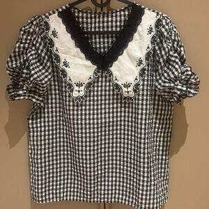 Black and White Gingham Women's Top
